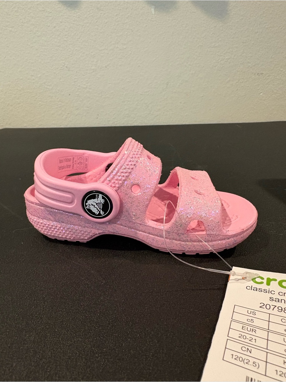 Crocs Classic Glitter Sandal Clog Kid Flamingo Pink Infant Baby Toddler Sizes - Picture 4 of 11